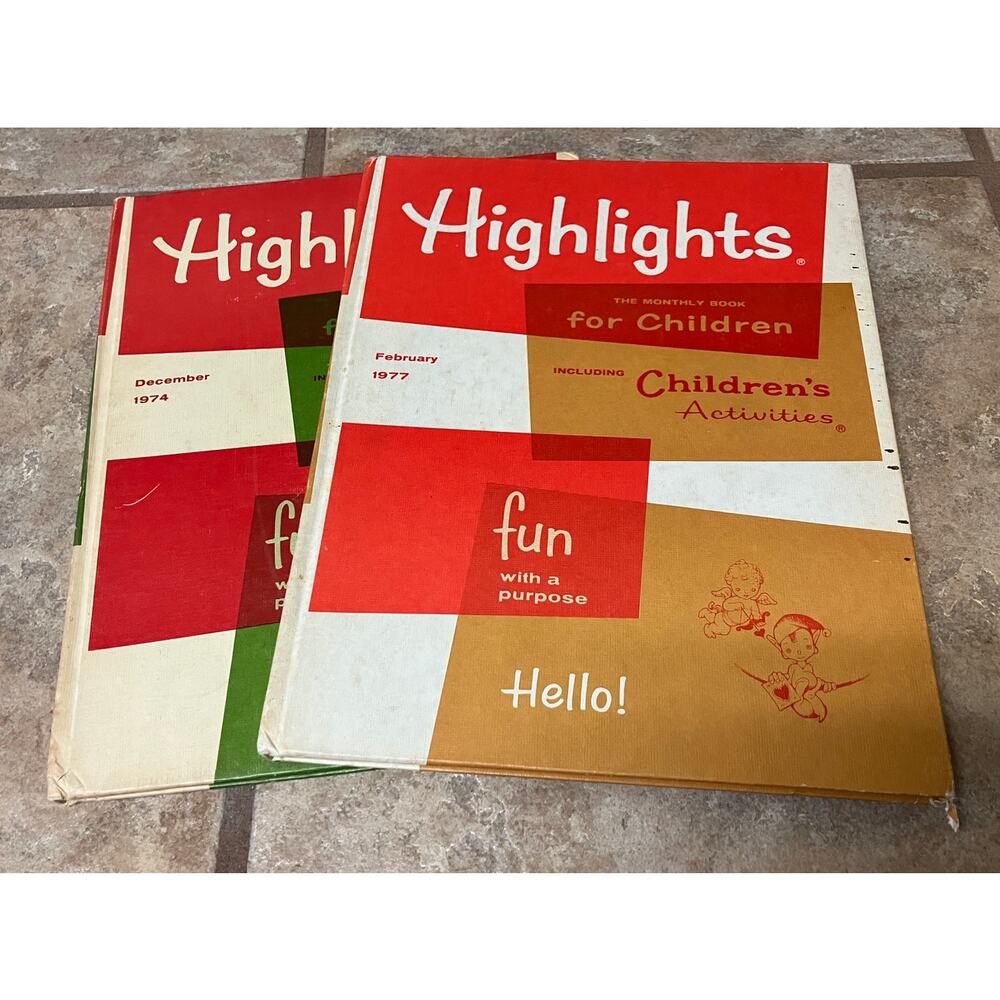 Highlights‎ Magazine Book Bound Issues Christmas 1974 & Valentine 1977 Lot